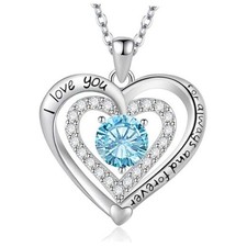 I Love You for Always and Forever Heart Necklace, Silver 03 Mar Always Love You