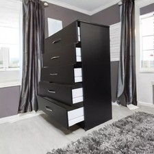 Ready assembled Black Chest of Drawers Bedside Table Sideboard Cabinet Bedroom