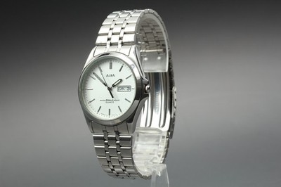Vintage 1992 Exc+5 Seiko Alba V733-7A00 KANJI Day-Date Qz Mens Watch JAPAN
