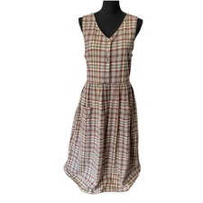 Vintage Woolrich MEDIUM Plaid Cotton Maxi Dress Jumper Cottagecore Farm Prairie