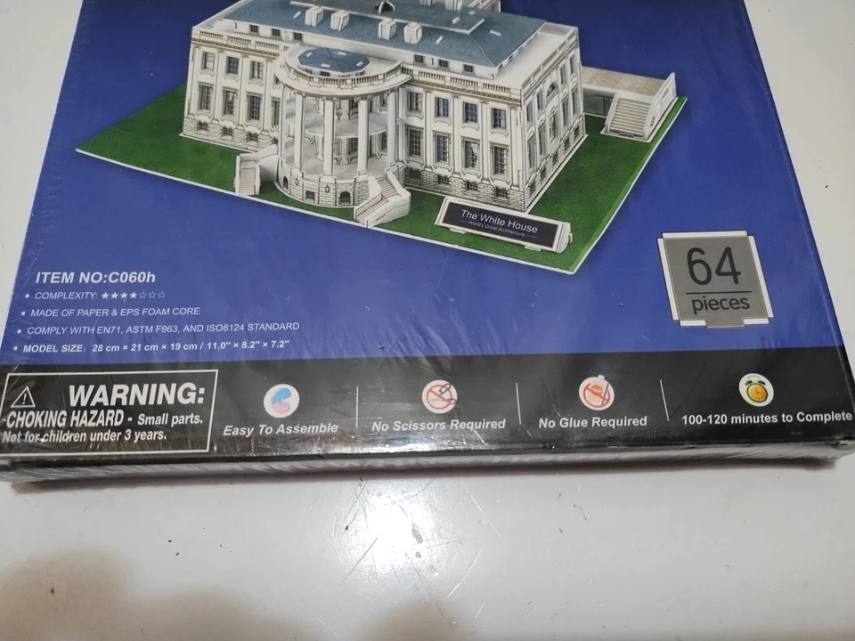 The White House 3D CUBIC FUN PUZZLE WORLD’S GREST ARCHITECTURE C060h Sealed New - Image 4 of 4