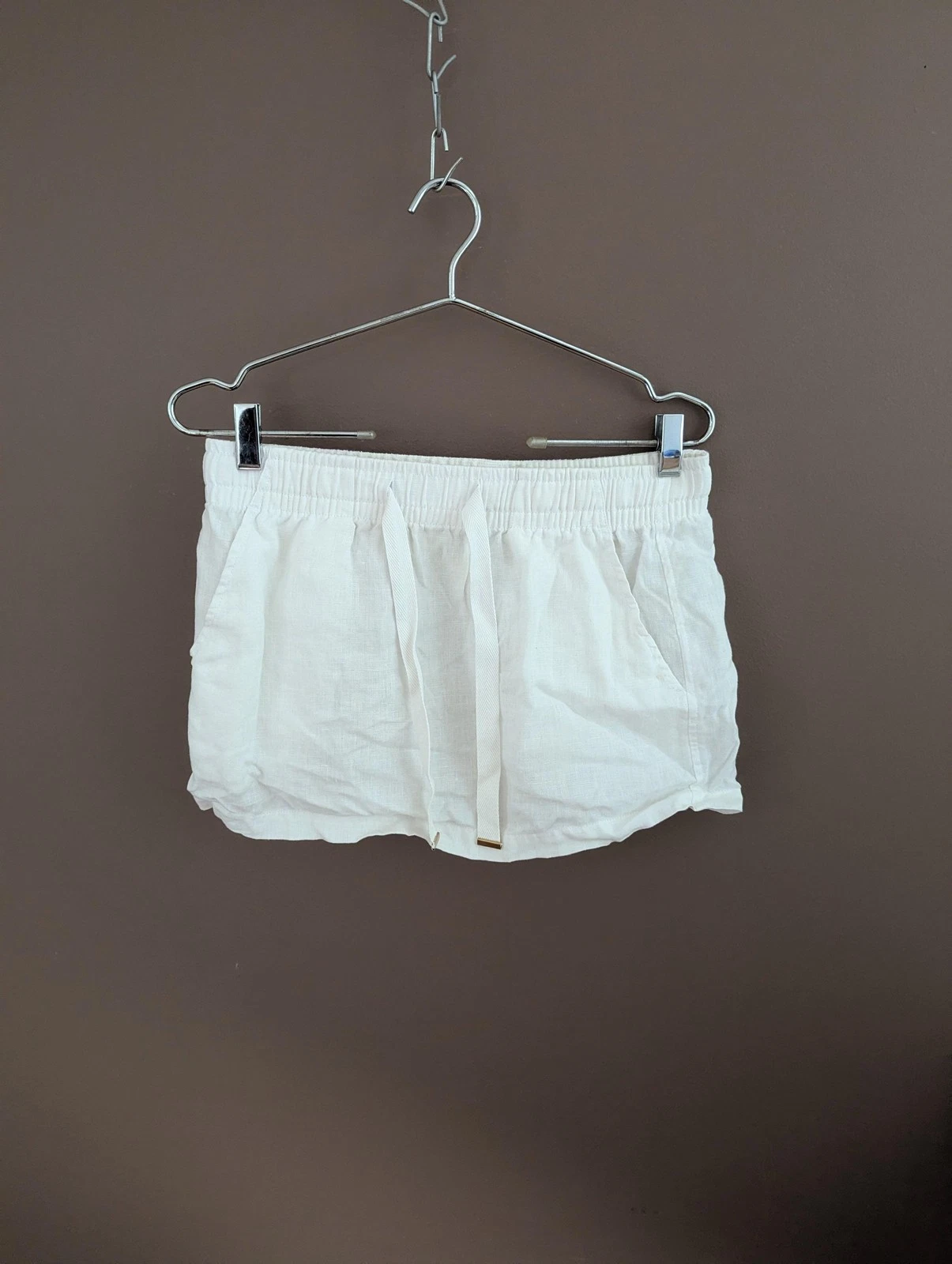 Venroy Skirt Womens Small White 100% Linen Elastic Waist Drawstring Casual