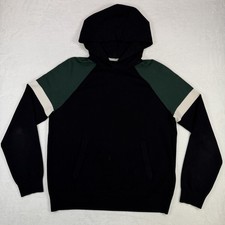 Vince Men's Colorblock Pullover Hoodie Size Medium Black Green Cream Classic