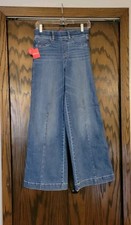 NEW SPANX Small seamed front wide leg jeans women's vintage indigo blue