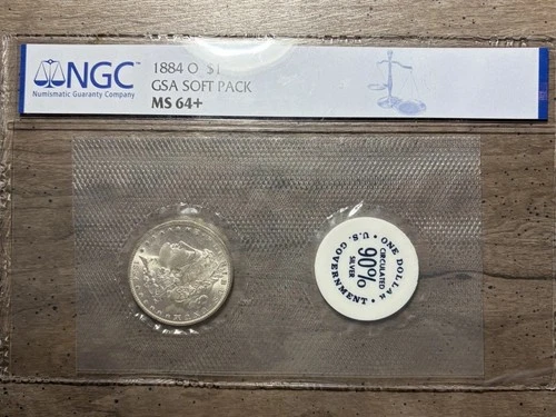 1884-O $1 MS64+ GSA SOFT PACK NGC Graded