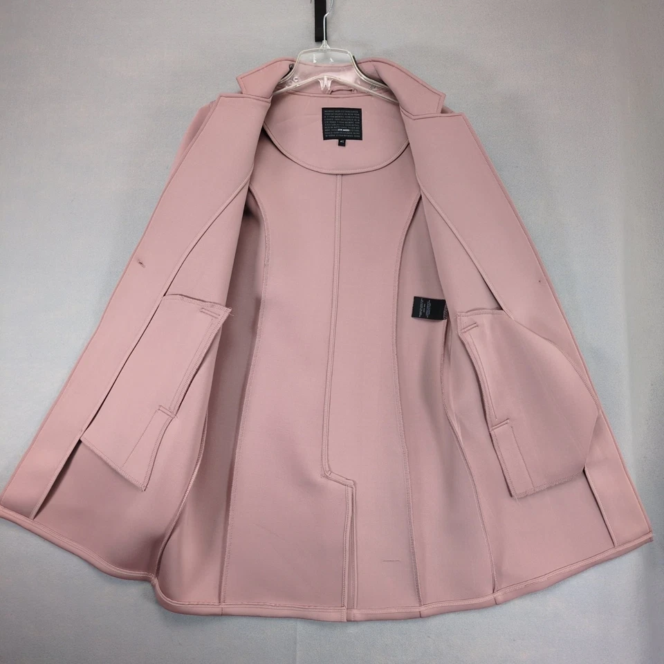 Steve Madden Women's S Pink Scuba Fabric Single Button Long Coat, Preppy Career - Imagem 3 de 4