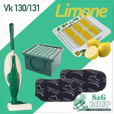 GECASA SRL KIT SET RICAMBI FOLLETTO VORWERK VK130 131 CON FILTRI CARBONE HEPA E PROFUMATORI
