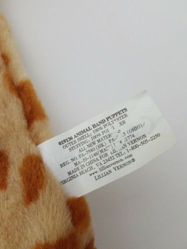 Lillian Vernon Hand Puppet Baby Giraffe Safari Animal Kid Toy 13 x 8 Inch - Picture 5 of 6