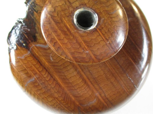 California Redwood Turned Bud Vase with Glass Tube Insert Wood Wooden - Picture 3 of 12