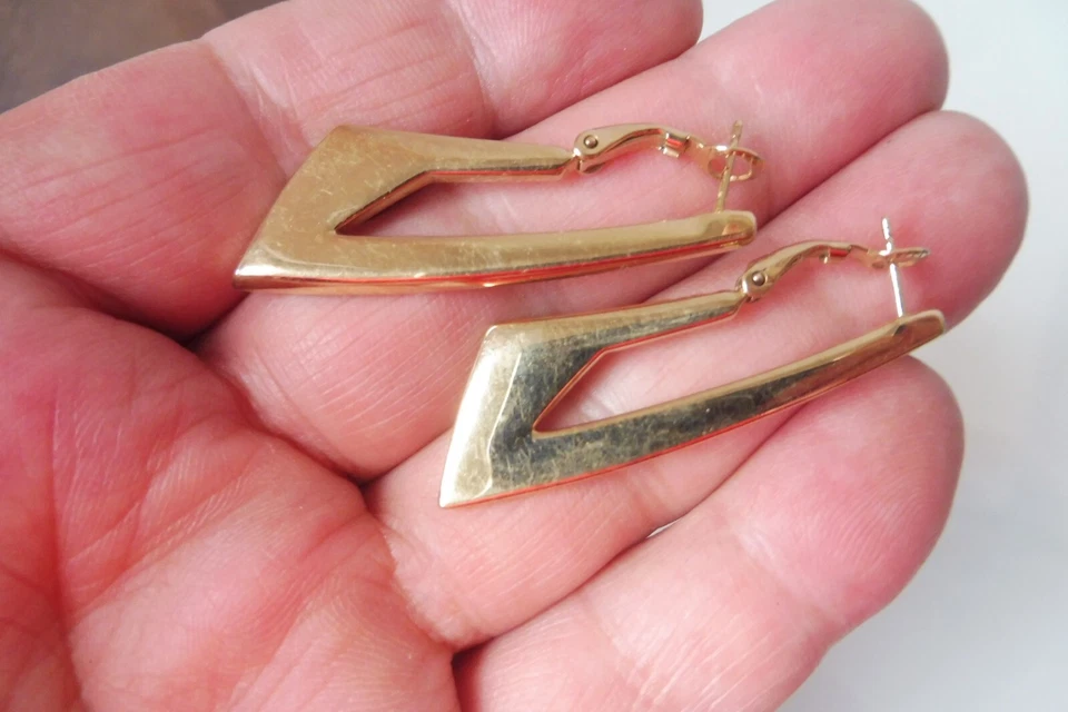 Pendientes Pierre Lang, hermosos pendientes colgantes, chapados en oro, 4,5 cm Foto 4 de 4