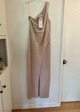 formal gown size 14. BHLDN Anthropologie one Shoulder, Side Slit, Side Zip Cream