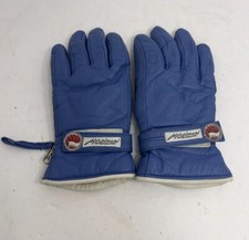 Retro Vintage 1980  s Italian Molinari Ski Gloves Blue Leather Women  s Size 6 1/2