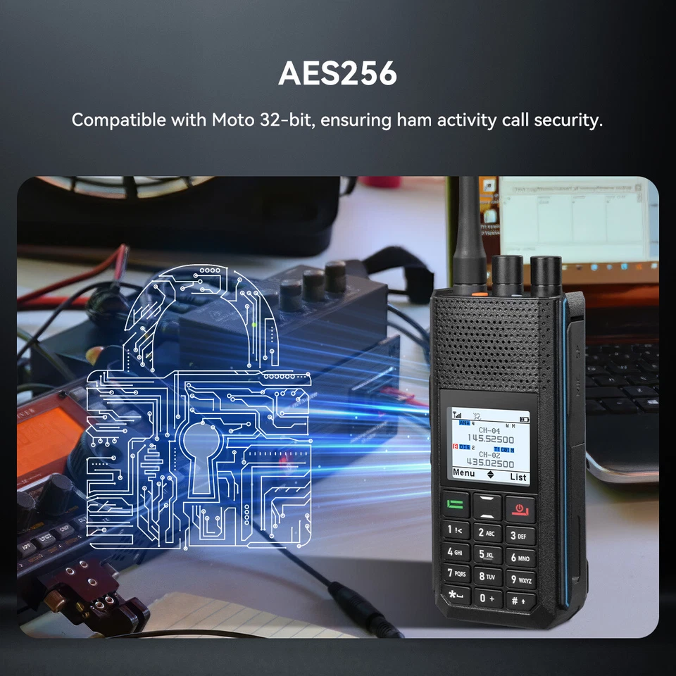 Radioaficionado H1 DMR AES256 Doble Banda Digital con GPS APRS Walkie Talkie Largo Alcance Foto 3 de 4