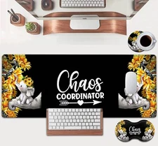 Large Memory Foam Mouse Pad 31.5"x11.8" Elephants & Sunflowers Desk Mat