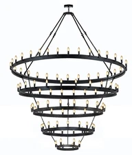 Wrought Iron Vintage Barn Metal Castile 5 Tier Chandelier Industrial Loft Rustic