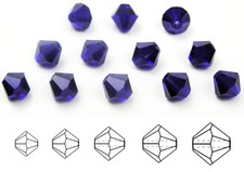Czech Bicone Crystal Beads Cobalt Blue rich navy blue Rondelle Diamond 3-8mm