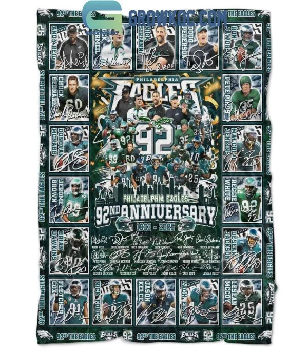 Manta polar Philadelphia Eagles 92 aniversario 1933-2025 The Memories Foto 2 de 3