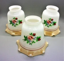 ANG RLO - Set of 6 Ruffled Rose Bud Glass Lamp Shade #81482