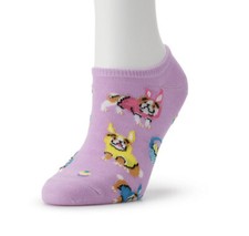 Novelty Dogs Bunny Socks NEW 2 Pair No Show Womens Size 9-11 Purple Pink