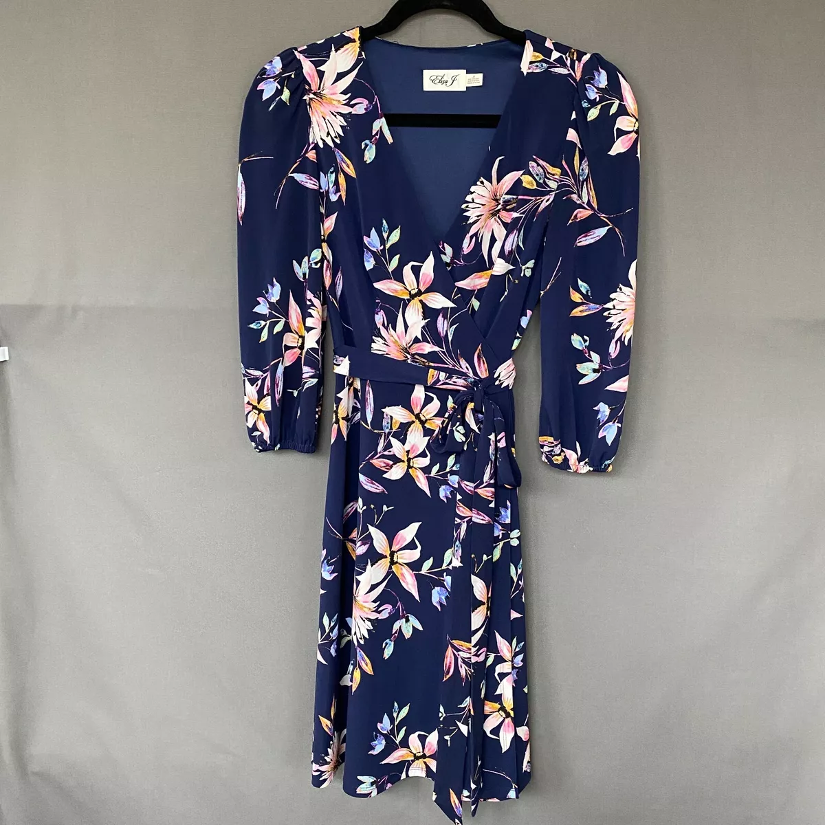 Eliza j faux top wrap midi dress