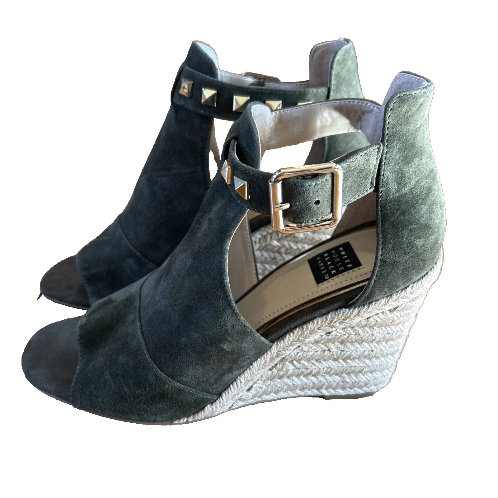 Tacones superiores de gamuza con cuña del mercado negro para mujer de la Casa Blanca