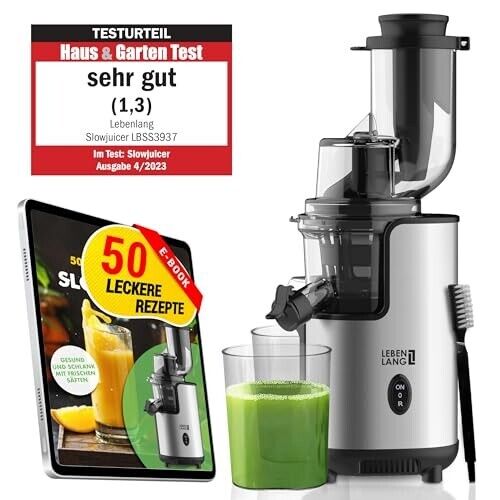 LEBENLANG Entsafter Slow Juicer Edelstahl