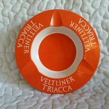 Vintage Veltliner Triaca Orange White Ashtray Tobacianna Ornamin 4132 Round
