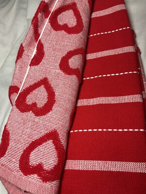 Rachel Zoe Kitchen Towels (3) HEARTS RED 100% COTTON NWT | eBay