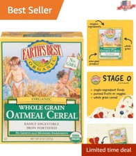 Organic Whole Grain Oatmeal Baby Cereal - Iron Fortified, Non-GMO, 8oz, 12 Pack