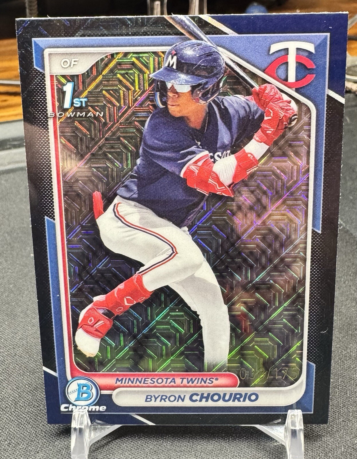 Byron Chourio 2024 Bowman Chrome 1st Prospect Navy Blue Mojo Refractor /175