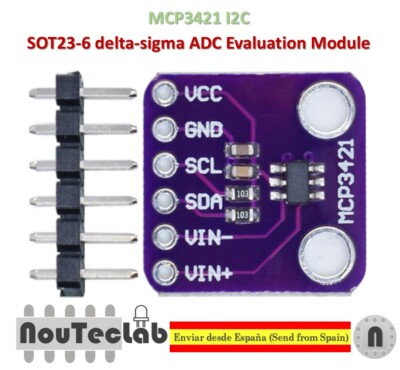 MCP3421 I2C SOT23-6 delta-sigma ADC Evaluation Module for PICkit Serial Analyzer
