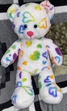 Build a Bear 17" Plush Heart Teddy Bear Tie Dye Stuffed Animal Purple Blue