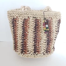 NWOT Sun N Sand Hobo Boho Chic Large Straw Handbag Purse Unique Retro Rare