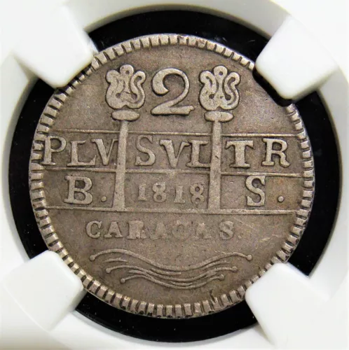 Venezuela: Caracas. Provincial 2 Reales 1818-BS VF35 NGC.
