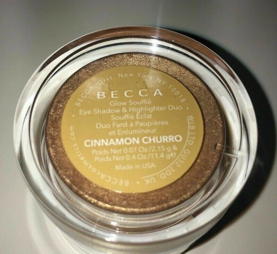 x 2 Becca Chrissy Glow Souffle Eyeshadow Highlighter Duo CINNAMON CHURRO Bronzer - Image 2 of 3