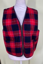 Vtg Marsh Landing Wool Blend Sweater Vest Women's Sz S Red Buffalo Plaid Outdoor