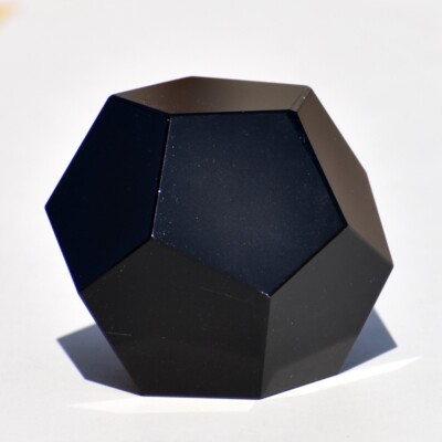 Black Obsidian Dodecahedron Sphere  Reiki Chakra Healing Meditation Crystal Ball