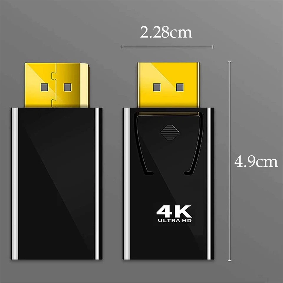 2x Displayport DP auf zu HDMI Adapter Konverter Stecker 4K 1080p UHD Audio Video - Bild 4 von 4