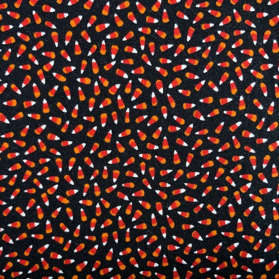 Halloween Candy Corn Fabric Cotton Tiny Print Orange Red Black 2 7/8 yds x 42 - Image 2 of 4