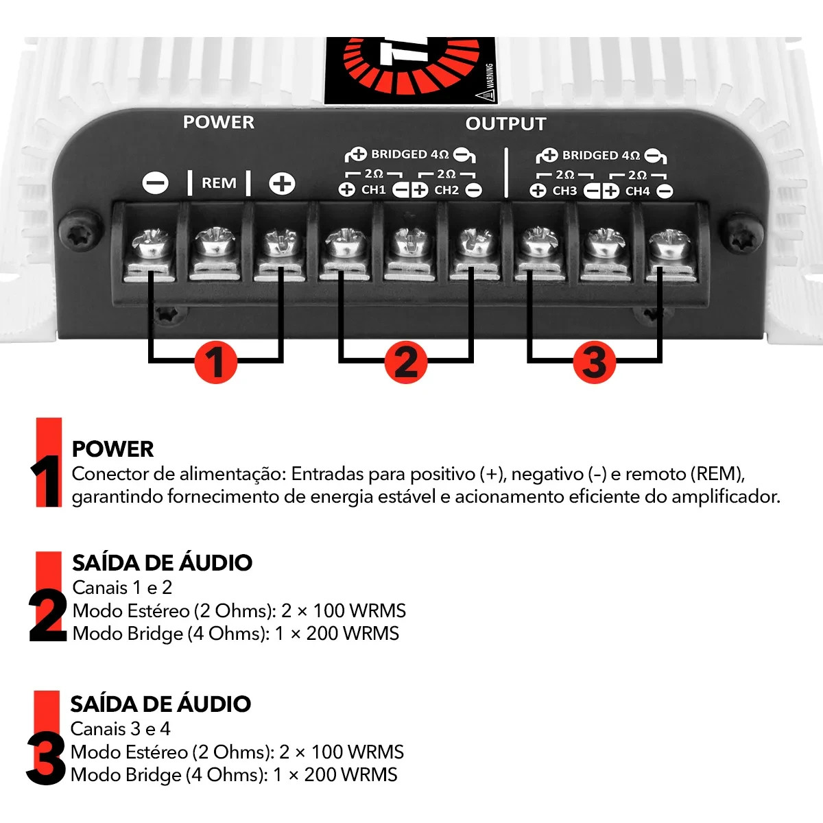 Taramps TS 400X4 Amplifier 2 Ohms 4 Channel 400 W Full Range Amp