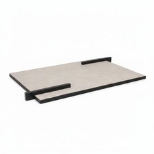 Graues Leder Tablett Minimalistisch & Design Leder Tablett Matte Oberfl&auml;che f&uuml;r Eingang