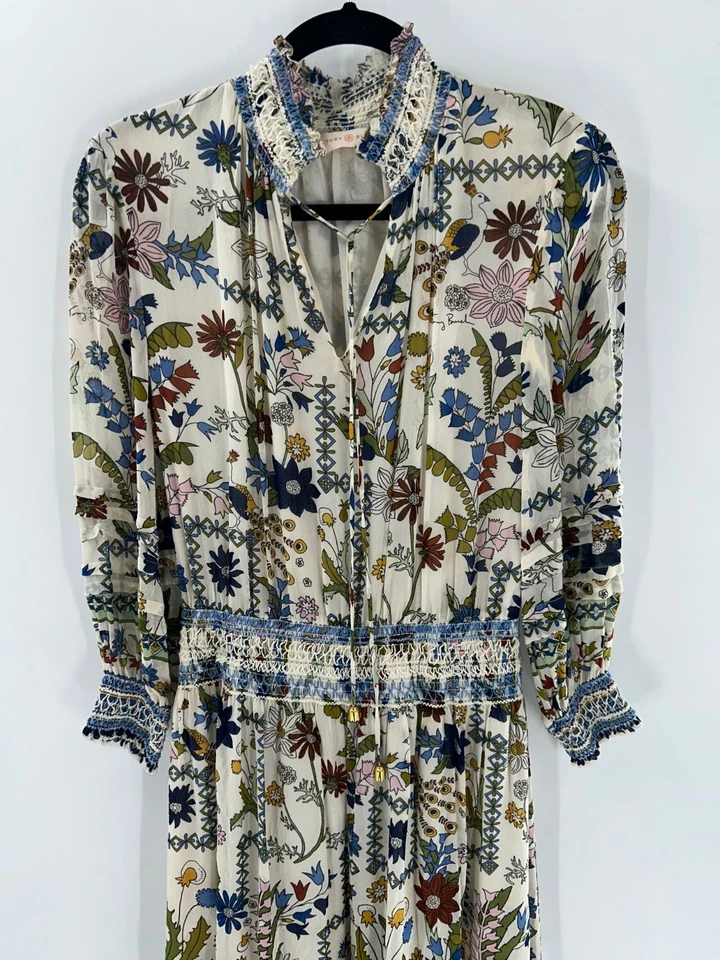 Women's Tory Burch Waverly Floral Print Silk Midi Dress Size 2 - Image 2 of 4