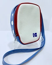 1970s Vintage Kodak Camera Case Rare Padded White, Red & Blue Soft Crossbody Bag