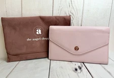 NEW TAS Angel Shoppe Lilac Vegan Leather Weeks Cover Clutch Rose Gold with Chain