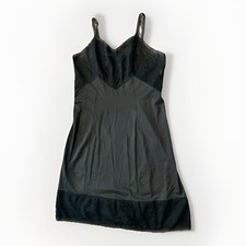 Vintage Deena Fine Lingerie Black Full Slip Dress Womens Size 40 Lace Bodice
