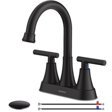 Bathroom Faucet 4 Inch Centerset 3 Hole Matte Black Sink Faucet w/ Drain