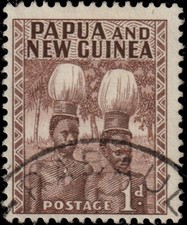 PNG 1952 1d Head Dresses FU - SG 2