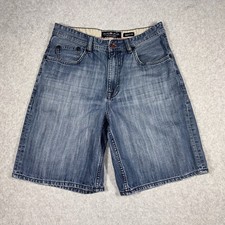 Vintage Ecko Unltd Baggy Wide Leg Gray Denim Shorts Men's 32 Y2K Embroidered