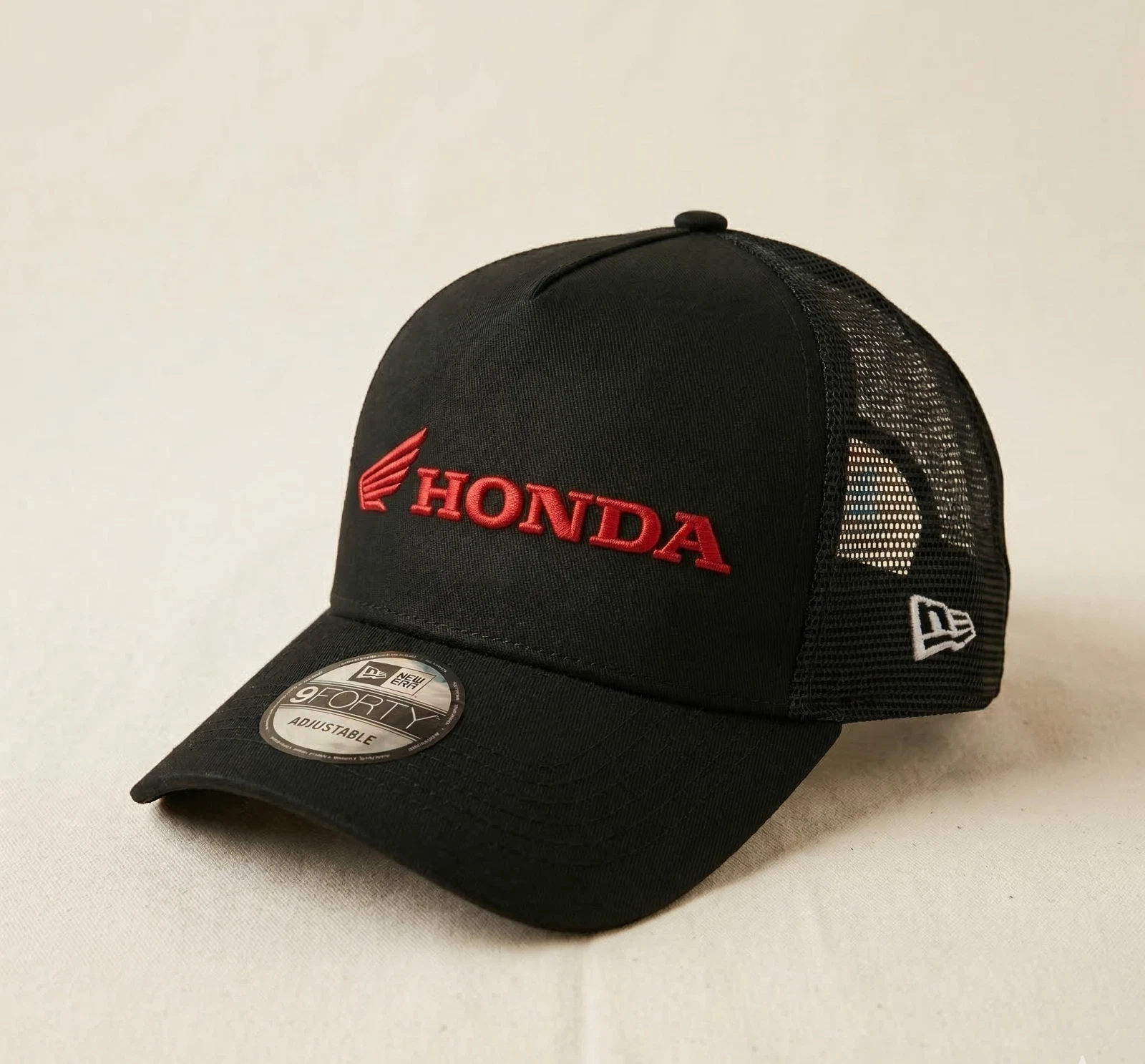 9FORTY Honda Racing Trucker Hat Black Red Logo Adjustable Mesh Snapback