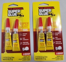 2 Pack The Original Super Glue Liquid Tubes for Metal Wood Rubber and Plastic